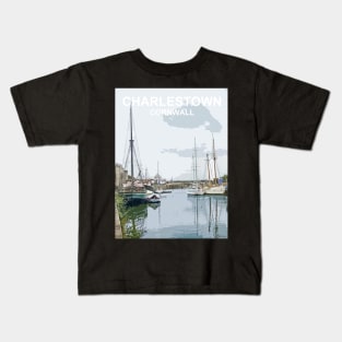 Charlestown Cornwall.  Cornish gift Kernow Travel location poster, St Austell Kids T-Shirt